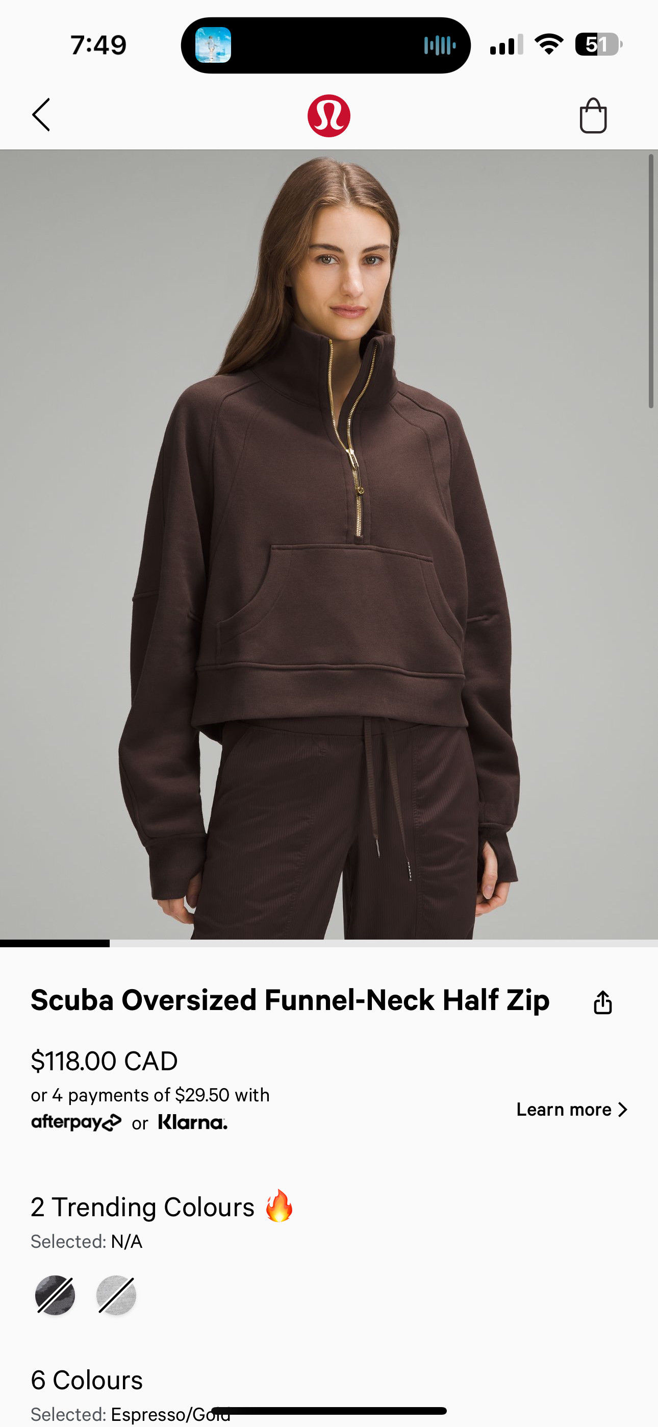Lululemon Scuba Oversized Funnel Neck