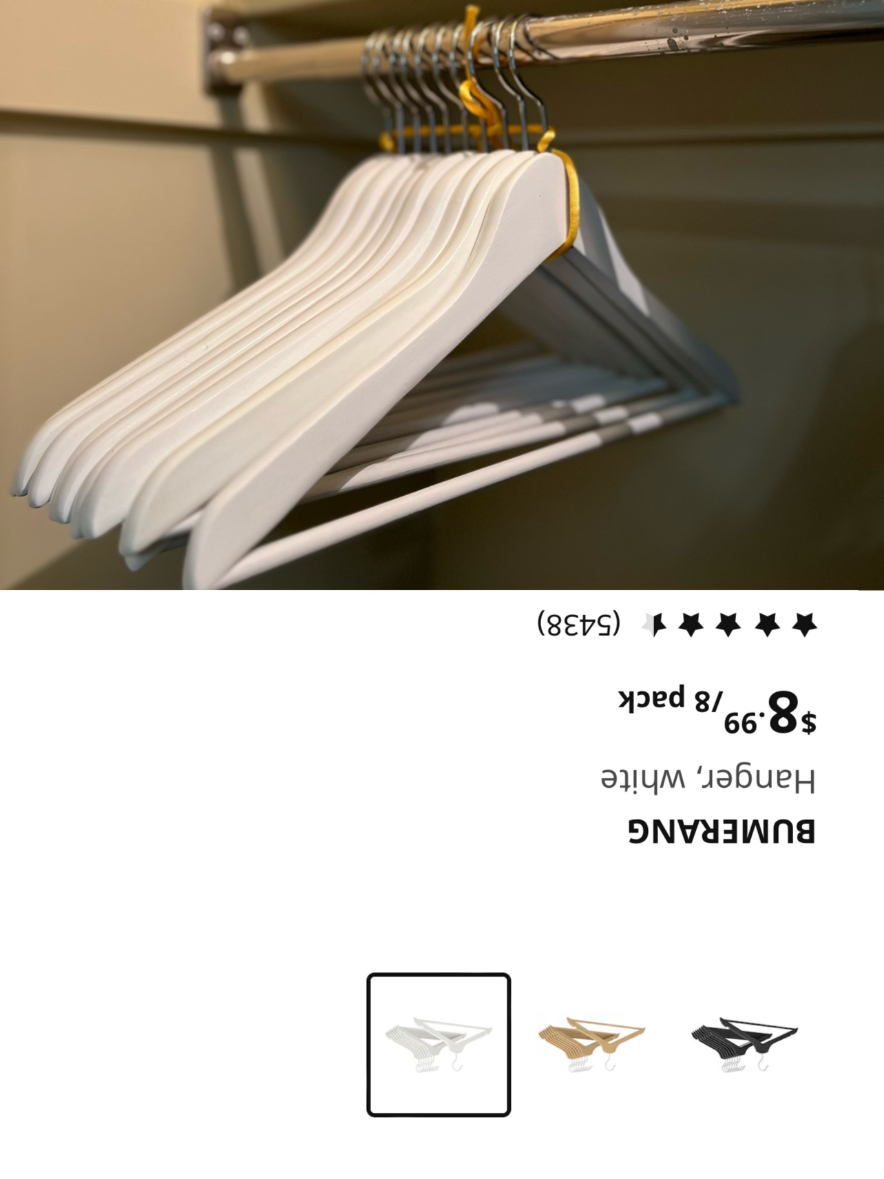 IKEA white wooden hangers (set of 10) thumbnail
