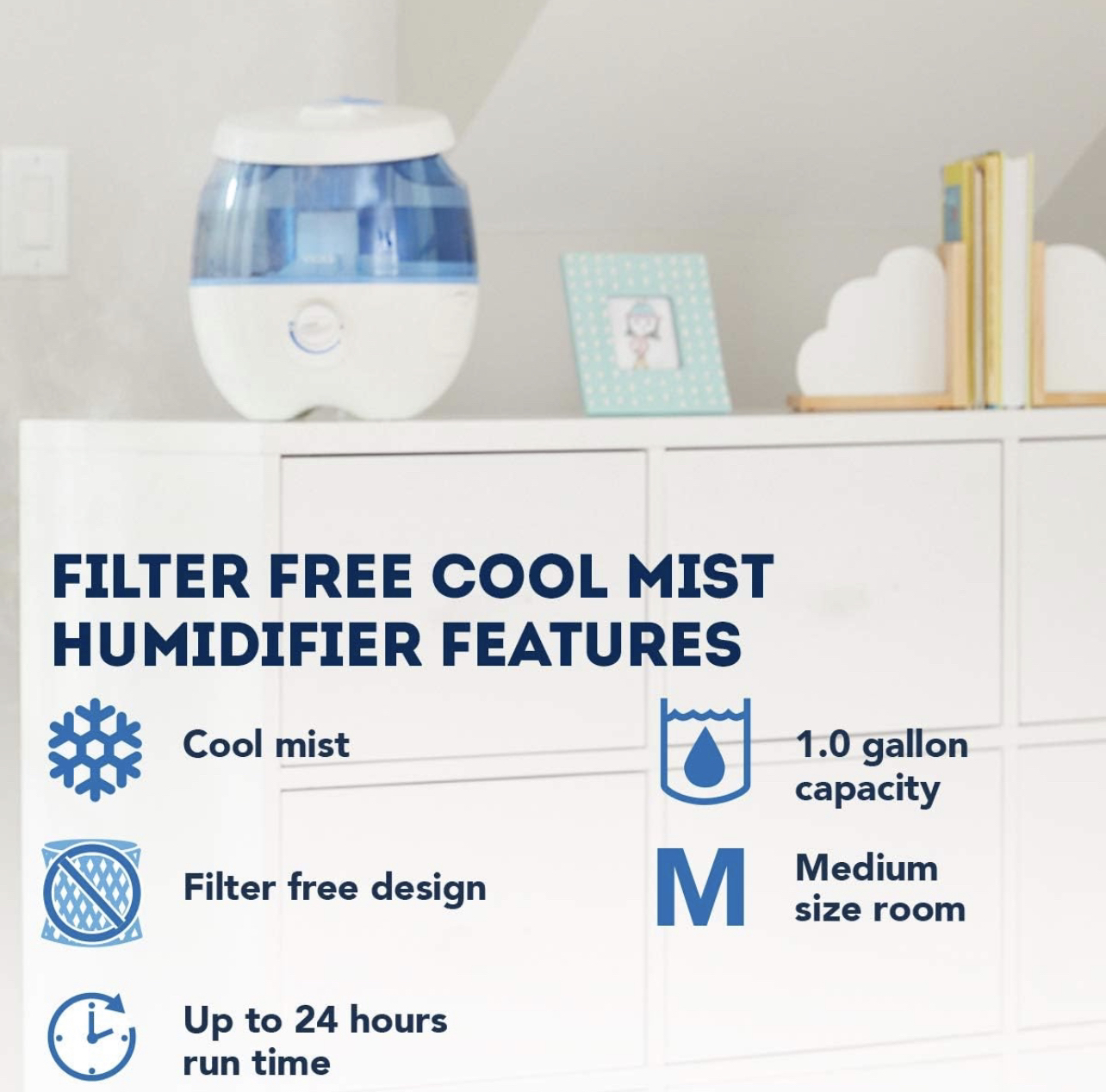 Vicks Sweet Dreams Cool Mist Humidifier, Blue - photo 2