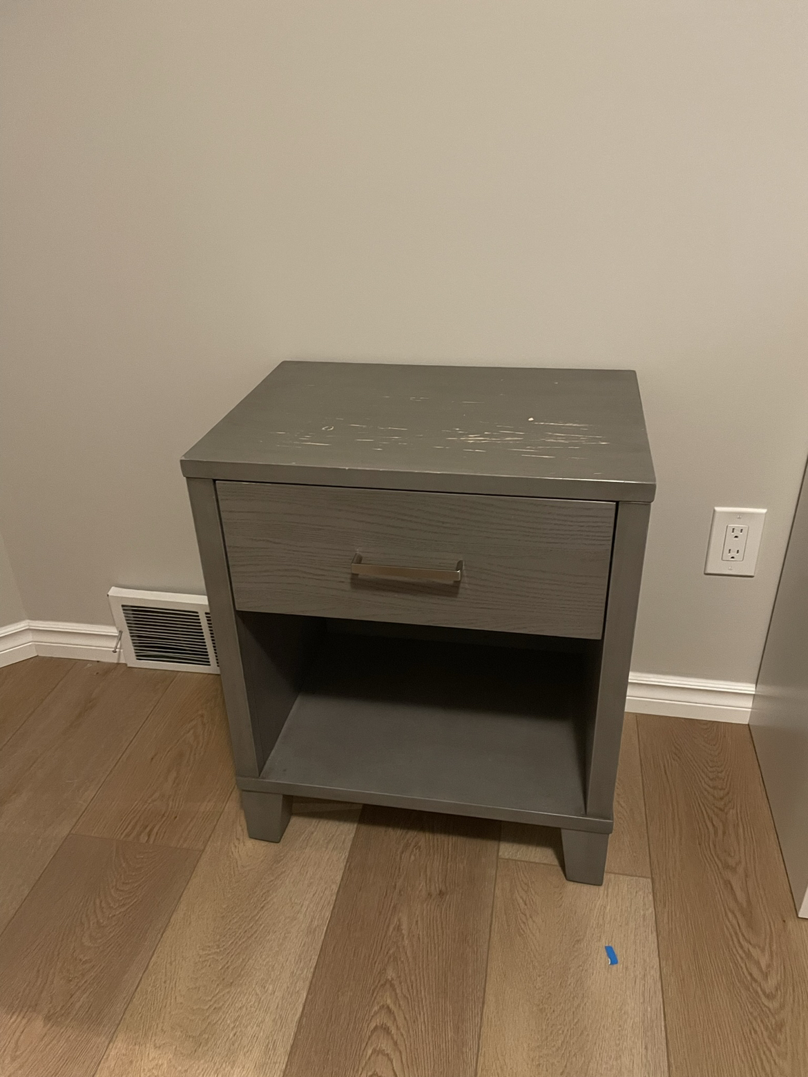 Grey wood bed and one night stand for sale - photo 3