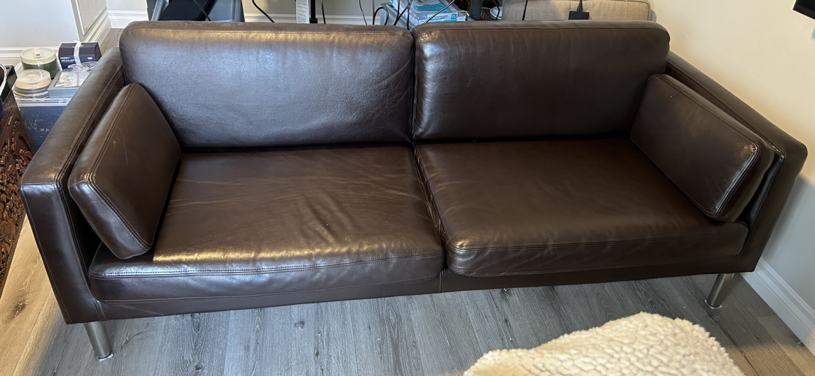 Brown leather sofa - photo 2