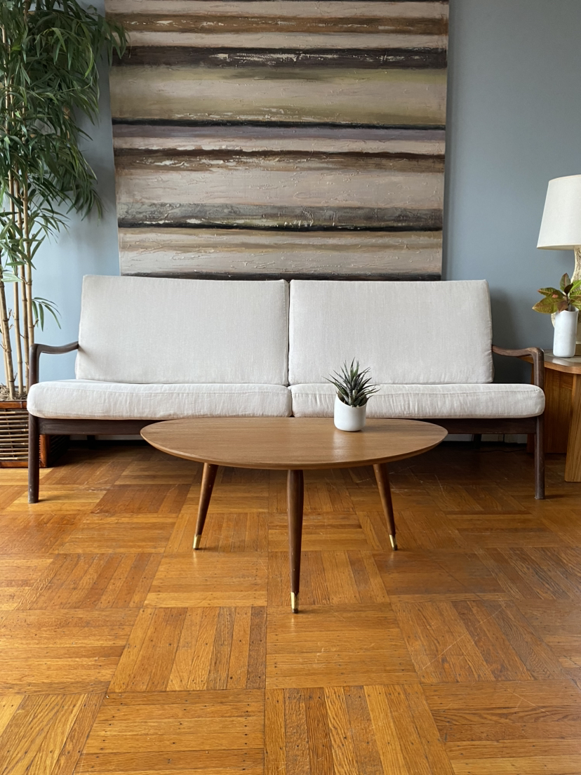 Small Occasional Coffee Table with MCM Brass Tip Legs thumbnail