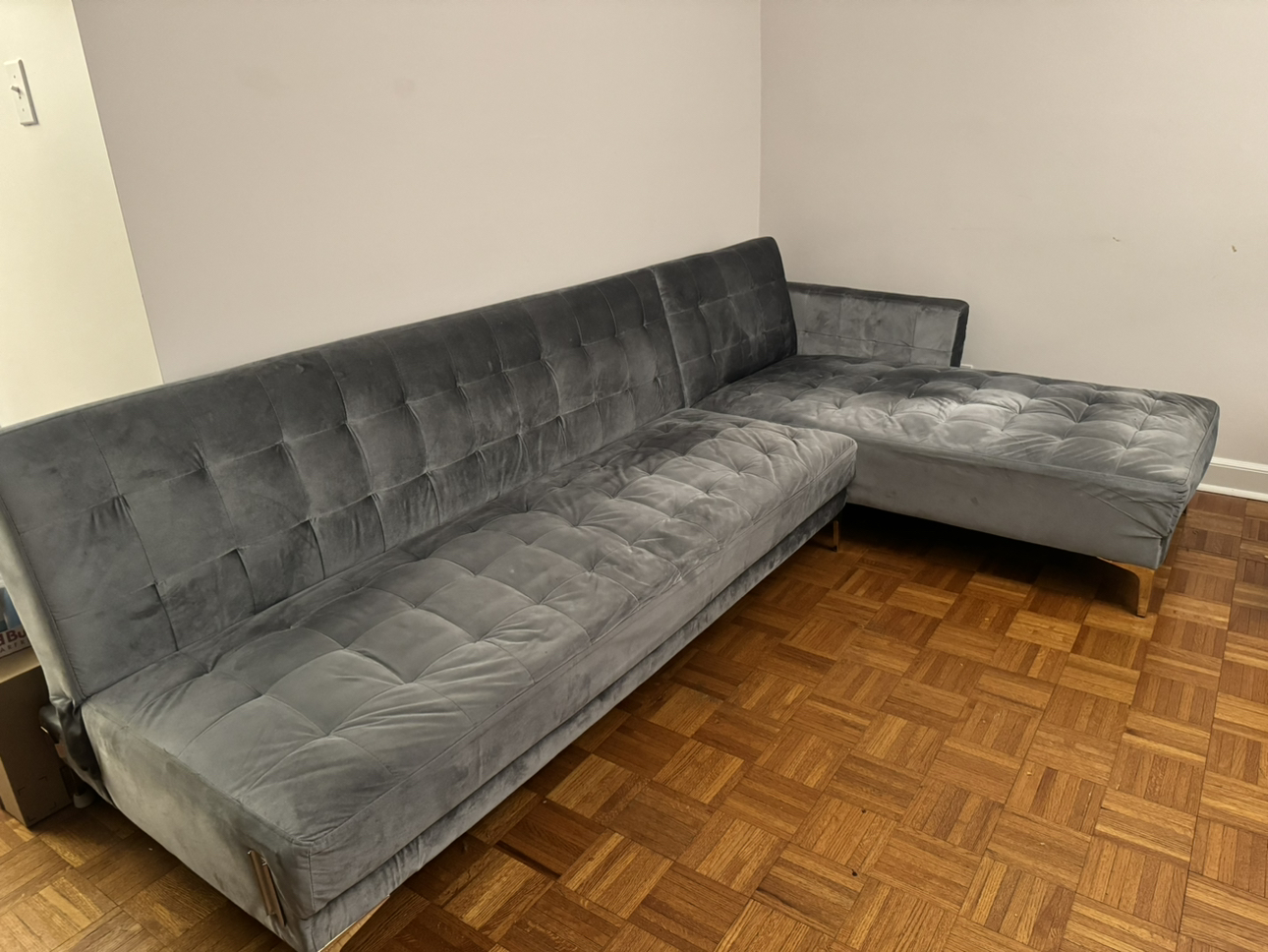 Velvet Sectional Sleeper Bed Sofa