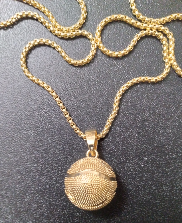 Cute Basket Ball Pendant Gold Color 50 CM Chain Unisex  image indicator(3)