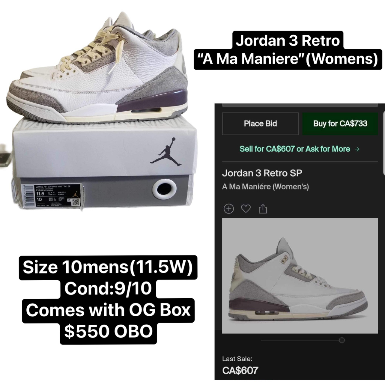 Jordan 3 Retro “A Ma Maniere” [AUTHENTIC]