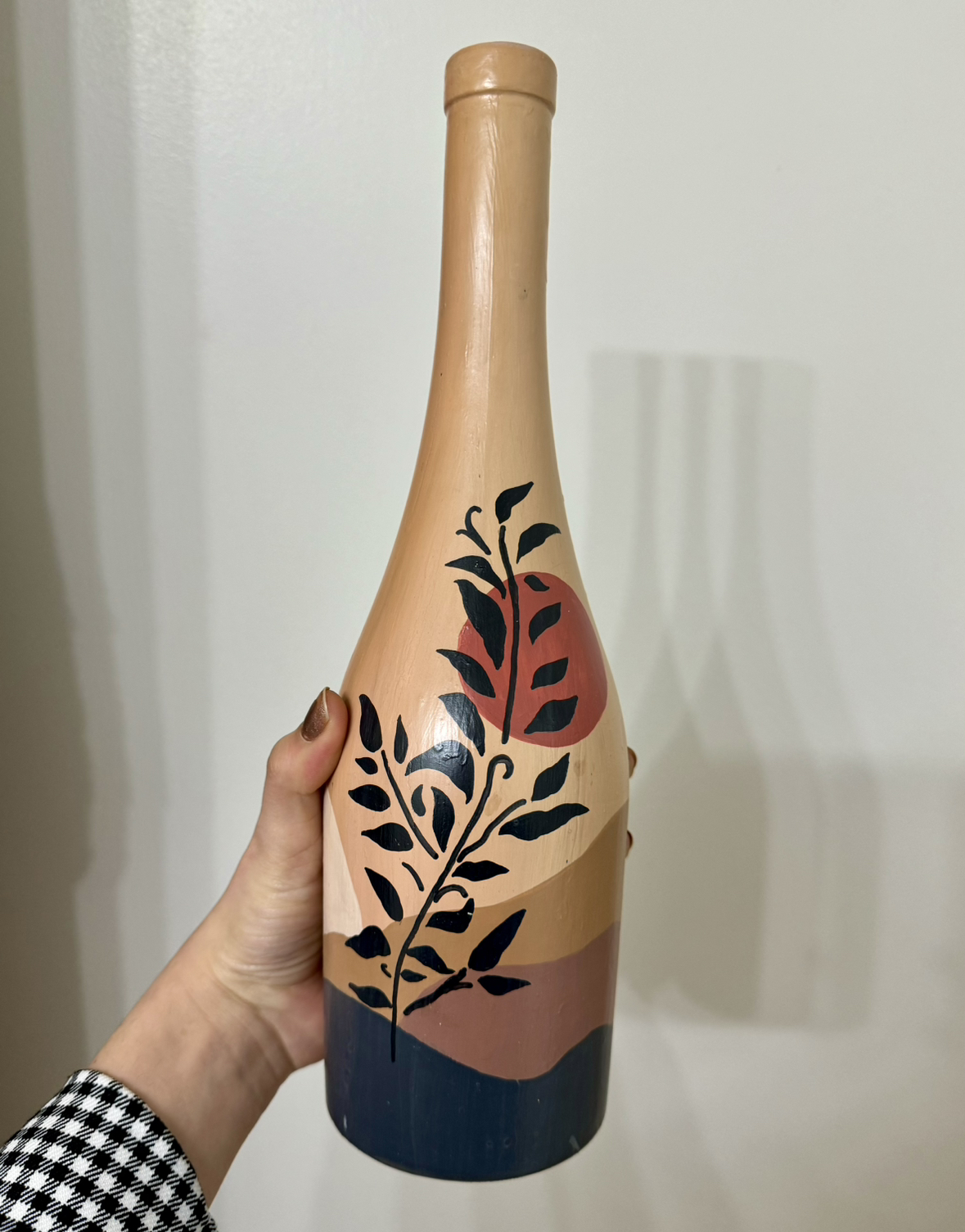 Hand painted bottle decor