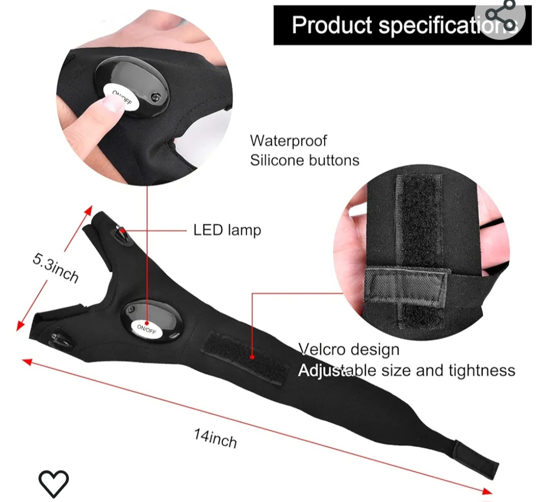 🏈 Brand New Flashlight Gloves Waterproof Hands-Free Light Gadget - photo 3