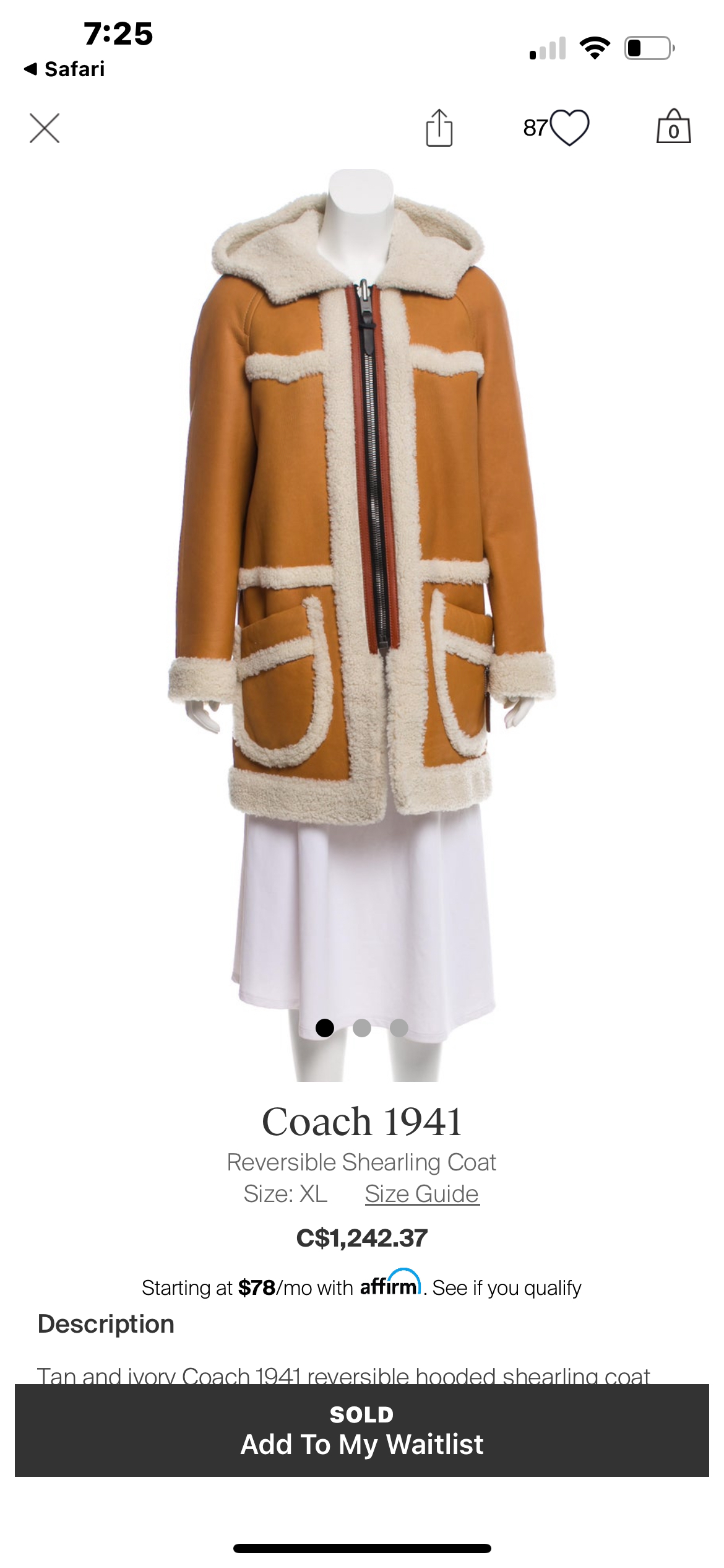 Coach genuine shearling reversible parka - photo 2