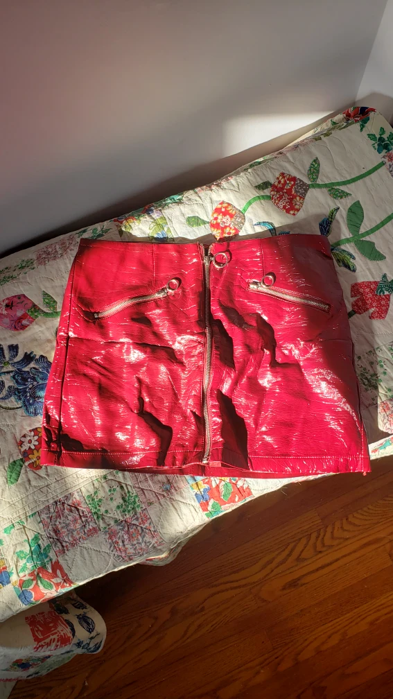 Forever 21 vinyl spring mini skirt (M) thumbnail