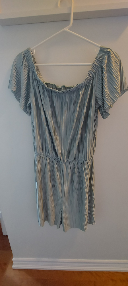 silver pleated romper - large thumbnail