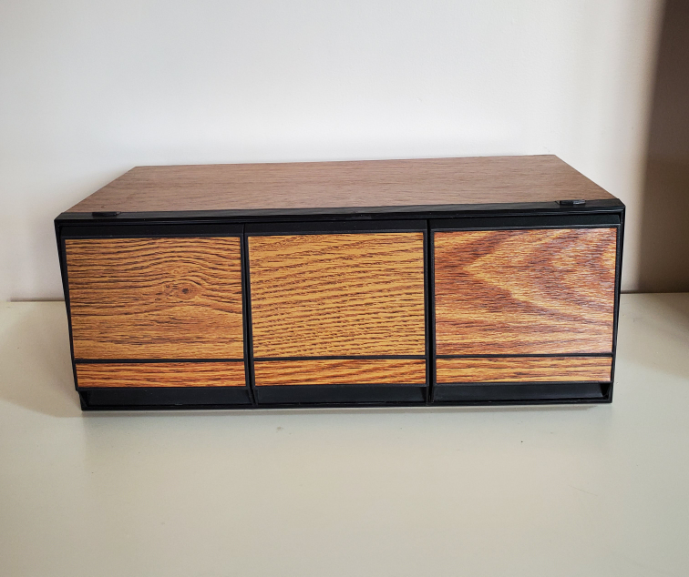 Vintage Faux Wood Grain 3 Drawer CD/Game  STORAGE  Holds 42