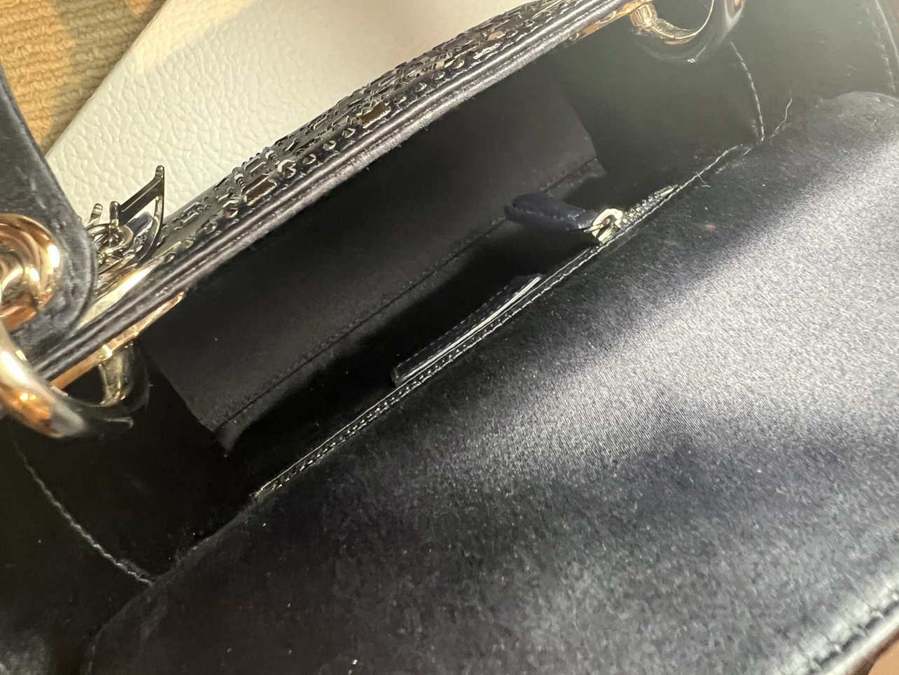 Mini Lady Dior Bag Navy Strass Cannage Satin - photo 5