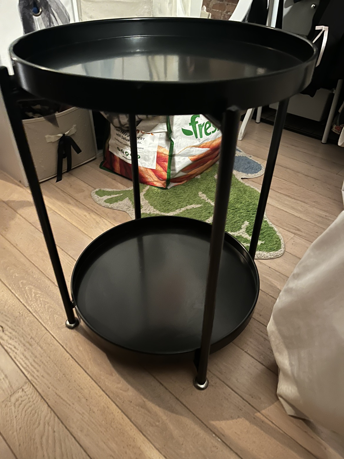 IKEA black metal 2 tier side table