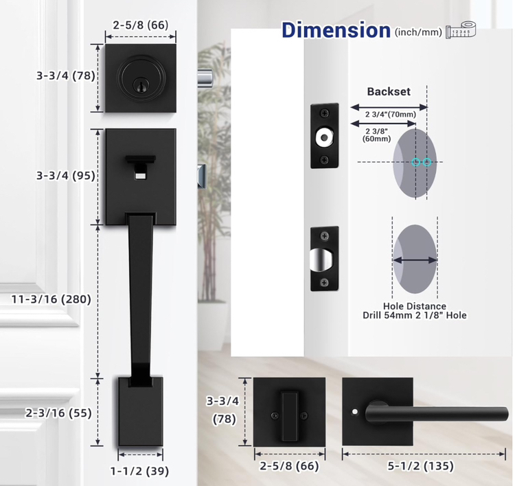 BRAND NEW Ohuhu Front Door lock set - photo 3