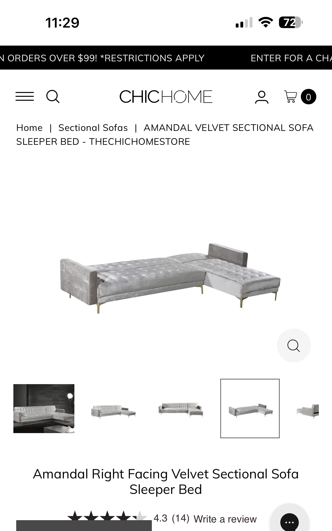 Velvet Sectional Sleeper Bed Sofa - photo 5
