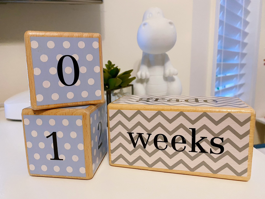 Wooden baby milestones blocks thumbnail