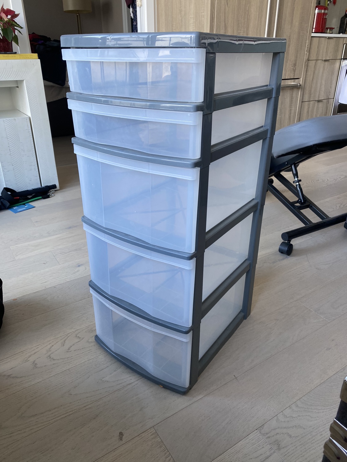 Plastic 5 Clear Drawer Home Storage Container Tower