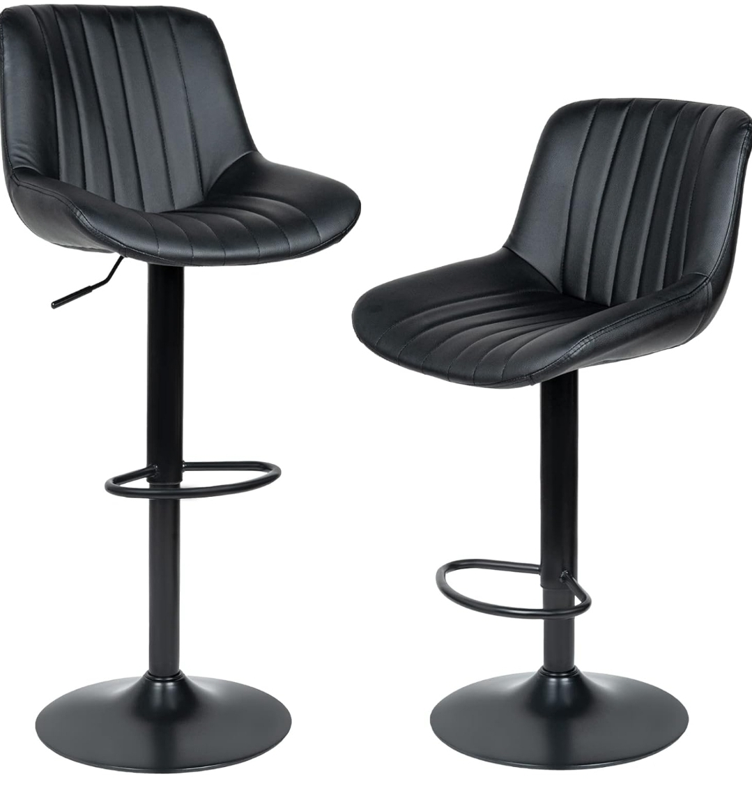 Modern Bar Stools Set of 2 Adjustable Counter Heigh thumbnail