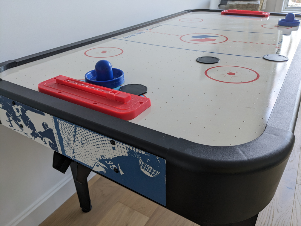 air hockey table.