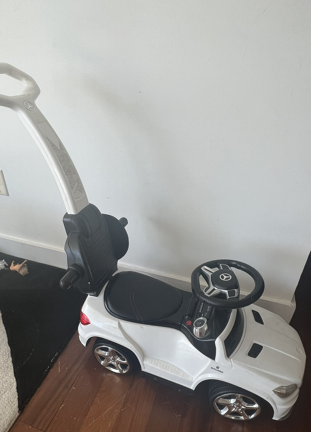 4 in 1 Mercedes Battery Powered Push Car, White, Large