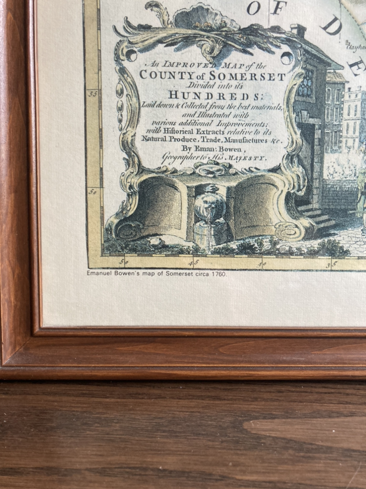 County of Somerset antique map 1760 Emanuel Bowen - photo 3