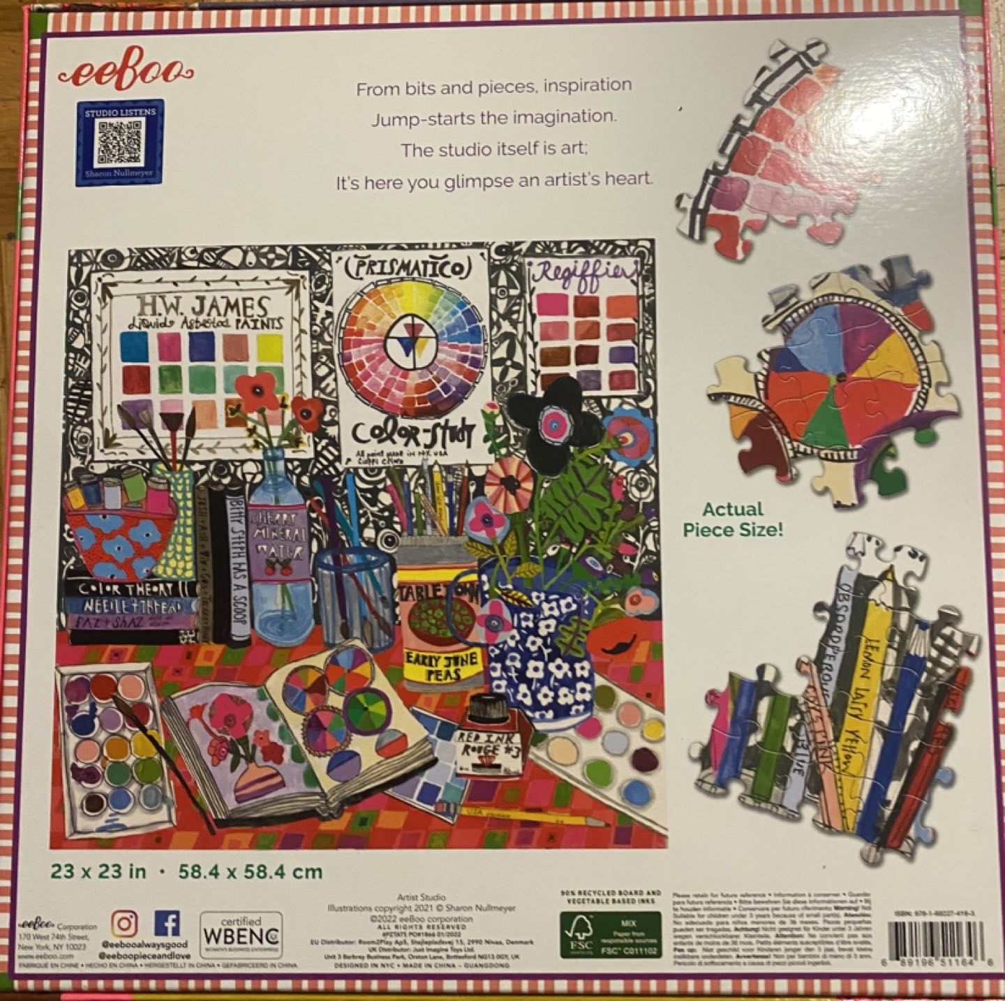 Puzzle- “Artist’s Studio” 1000 piece puzzle - Eeboo brand, New - photo 3
