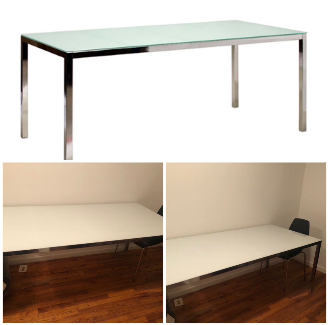 IKEA Torsby Chrome/Tempered Glass table (seats 8). Used - photo 2