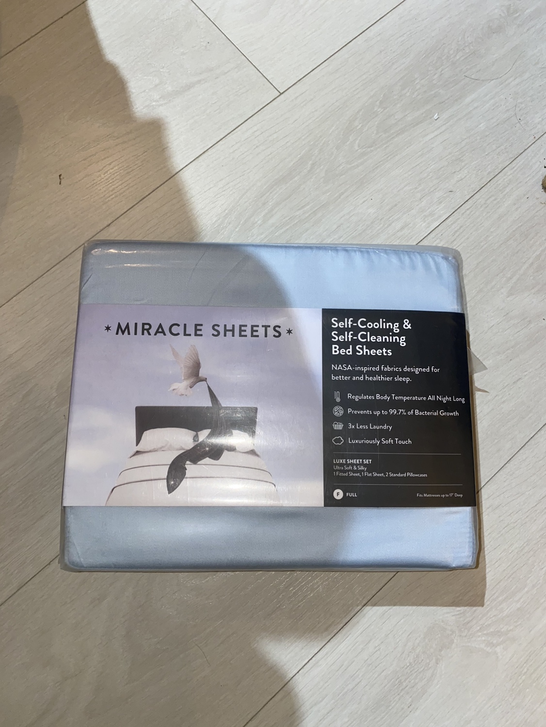 NEW Miracle Brand Silver Bed Sheets Sealed Full