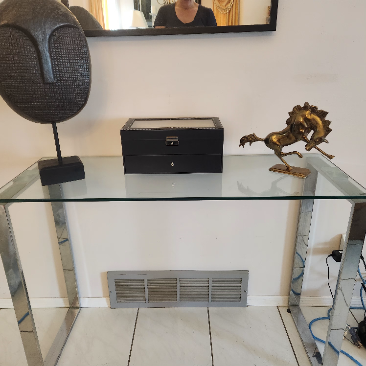 modern chrome and Glass sofa/ console table