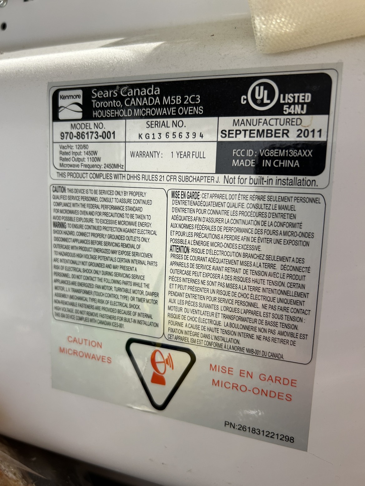 Kenmore Countertop Microwave - photo 3