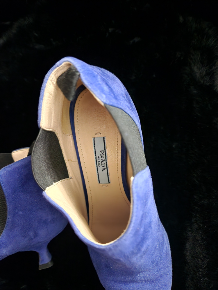 Prada blue suede leather half boots image indicator(6)