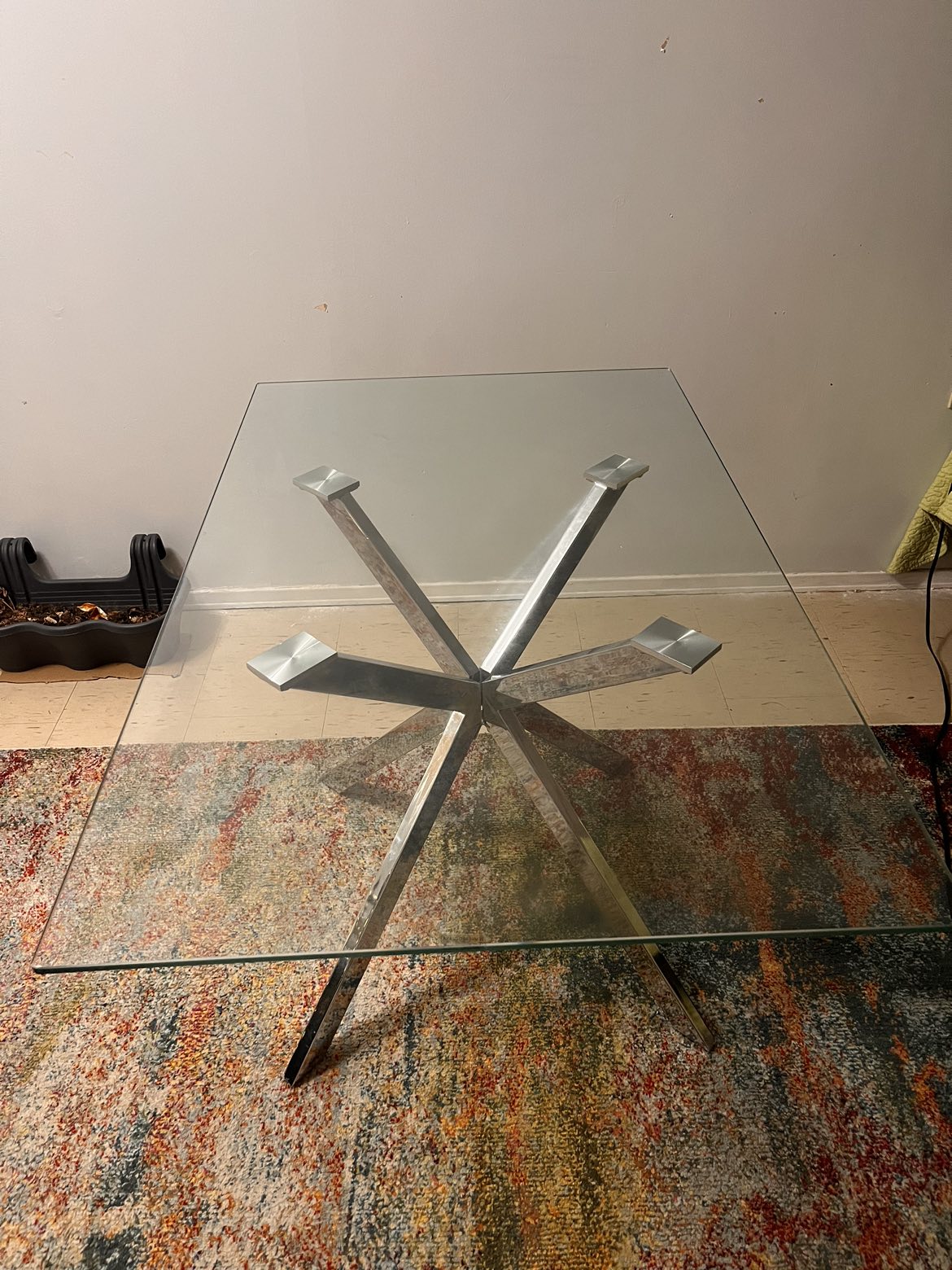 Glass Rectangular Dining Table for 6