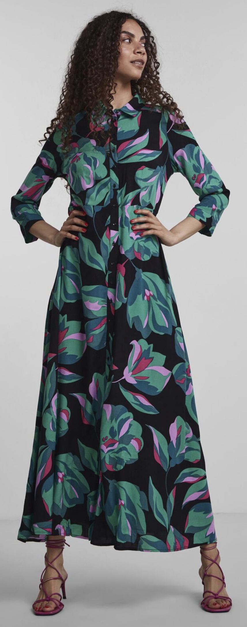 Y.A.S. Savanna Long printed Dress - Long sleeve shirt dress image indicator(2)