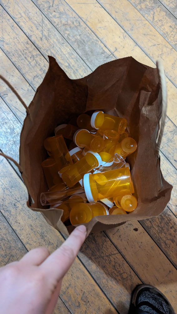 Bag of pill bottles for organization #freecycle