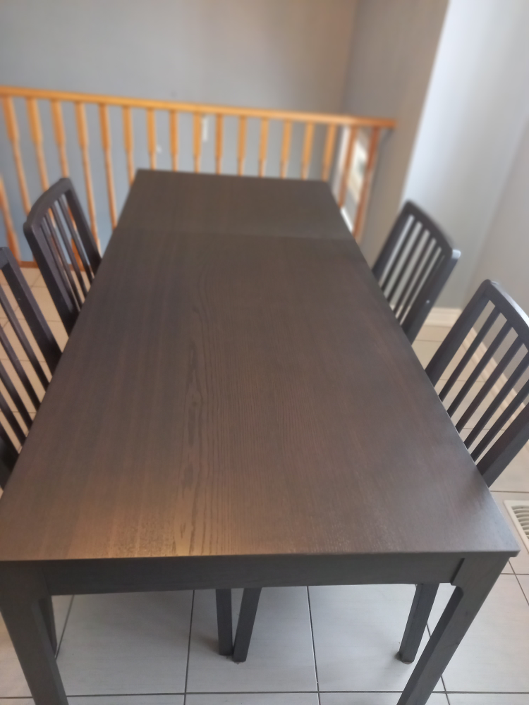 ikea extendable wooden table with four chairs - photo 3