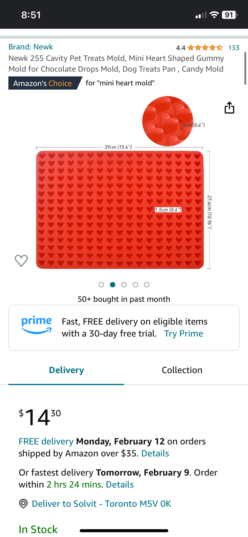 ❤️255 Heart Candy Gummy Chocolate Pet Treat Baking Mold ❤️ image indicator(4)