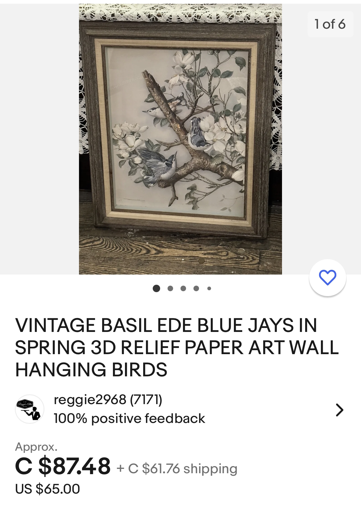 *REDUCED* VINTAGE BASIL EDE BLUE JAYS IN 3D  PAPER TOLE 🏈 image indicator(6)