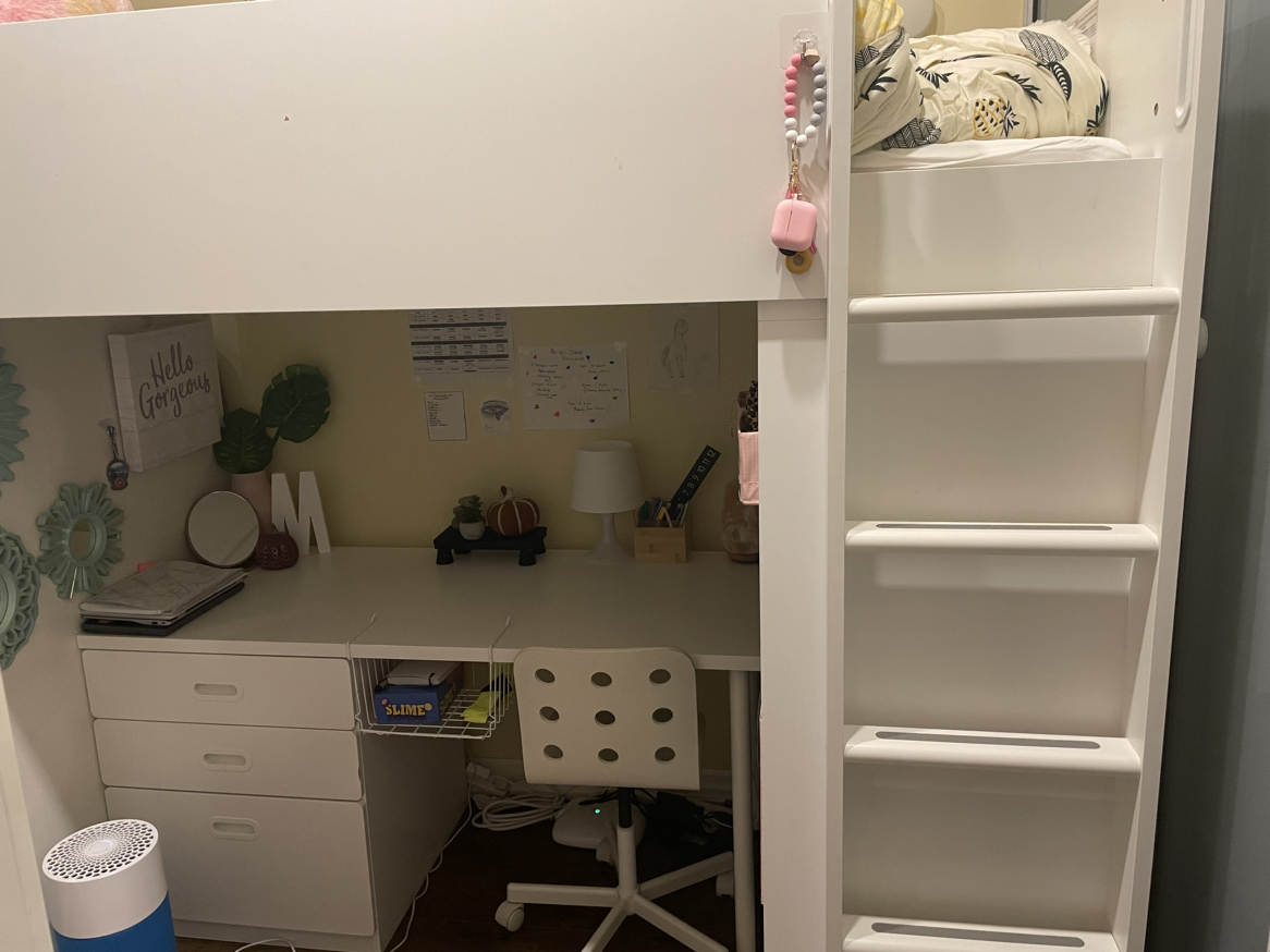 Ikea Loft bed with the desk and mattress