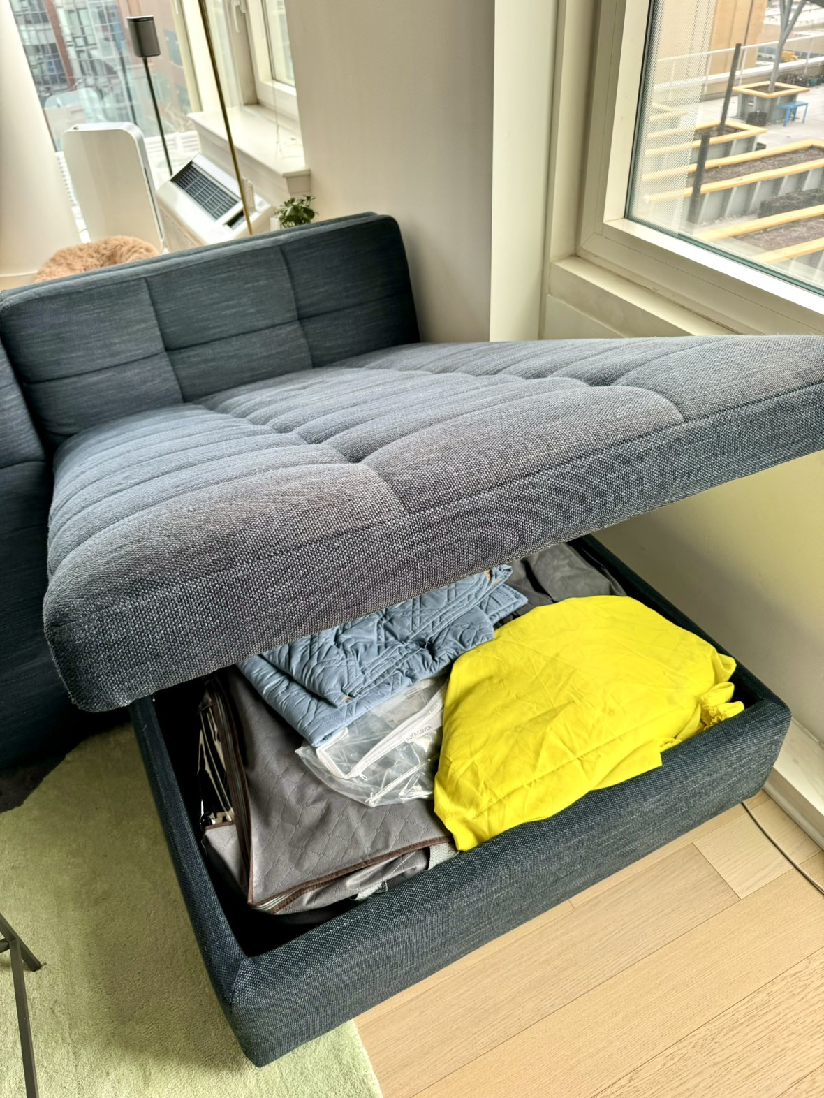 West Elm Chaise, Basket Slap, Midnight - photo 2