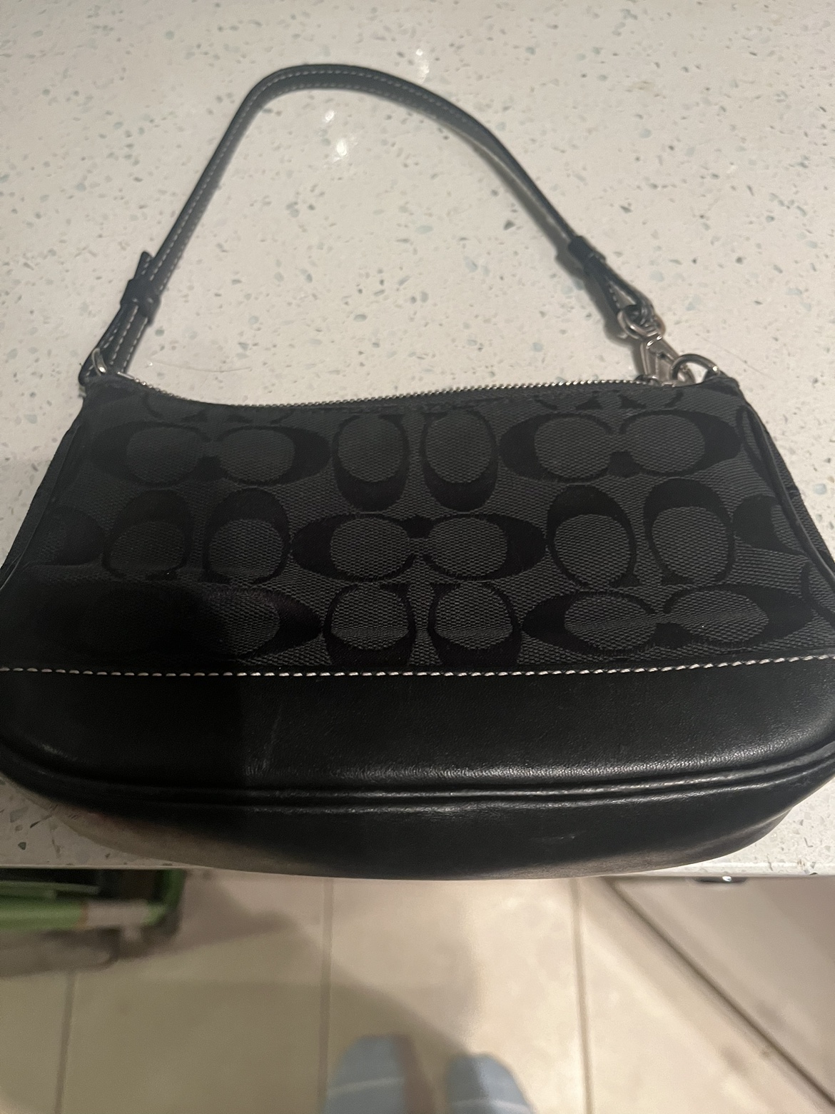 Black mini coach monogram purse