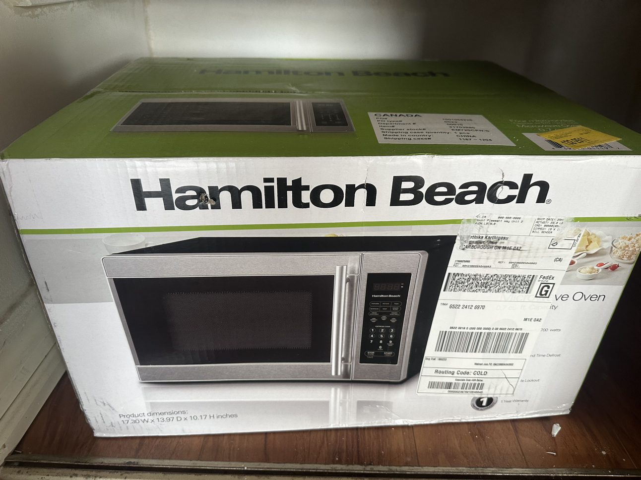 Unopened microwave
