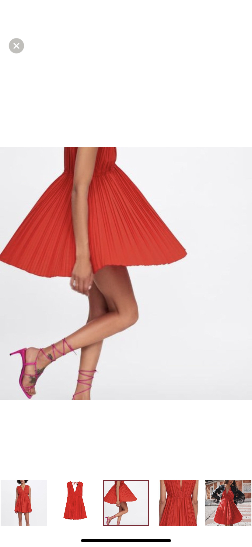 NWOT ZARA Pleated Red Poplin Dress - Size Medium image indicator(5)