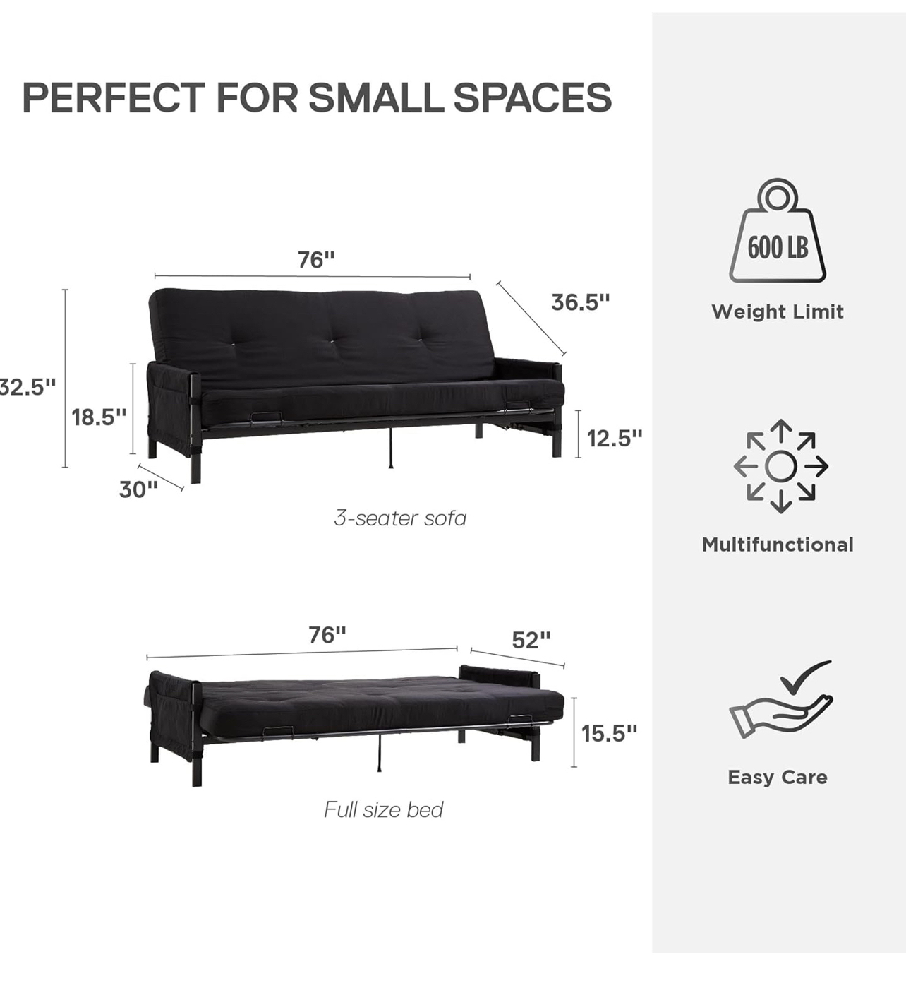 Fairview Storage Futon with 6" High Density Polyester Mattress - photo 2