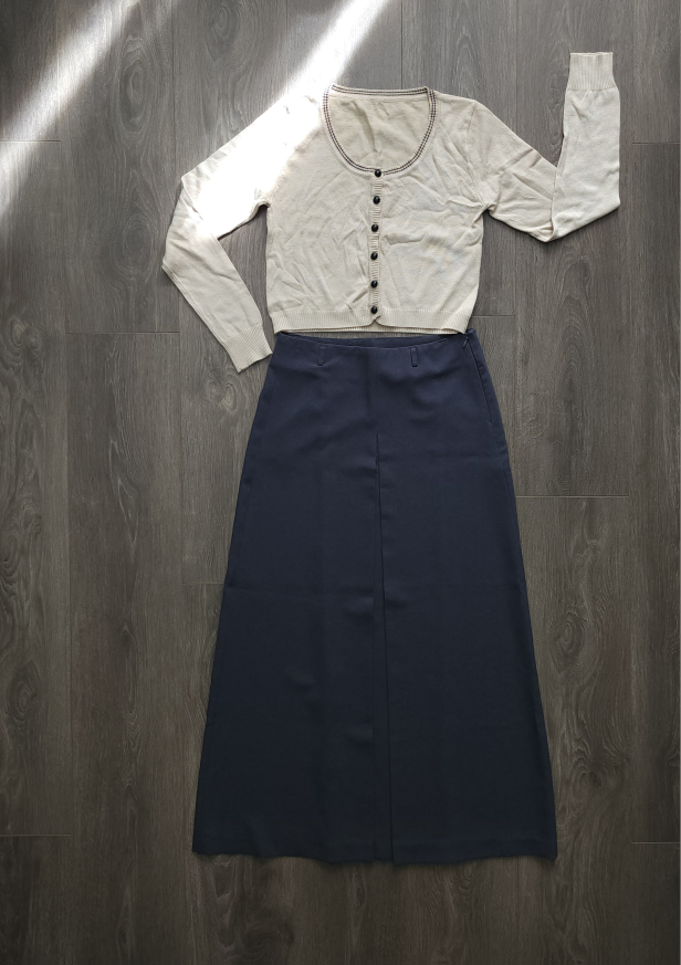 cardigan Size S & 2 Tops size S/m & long skirt Size M image indicator(2)