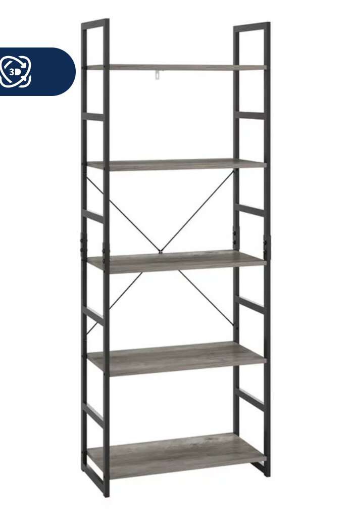 Homfa 5-Tier Gray Bookshelf, image indicator(7)