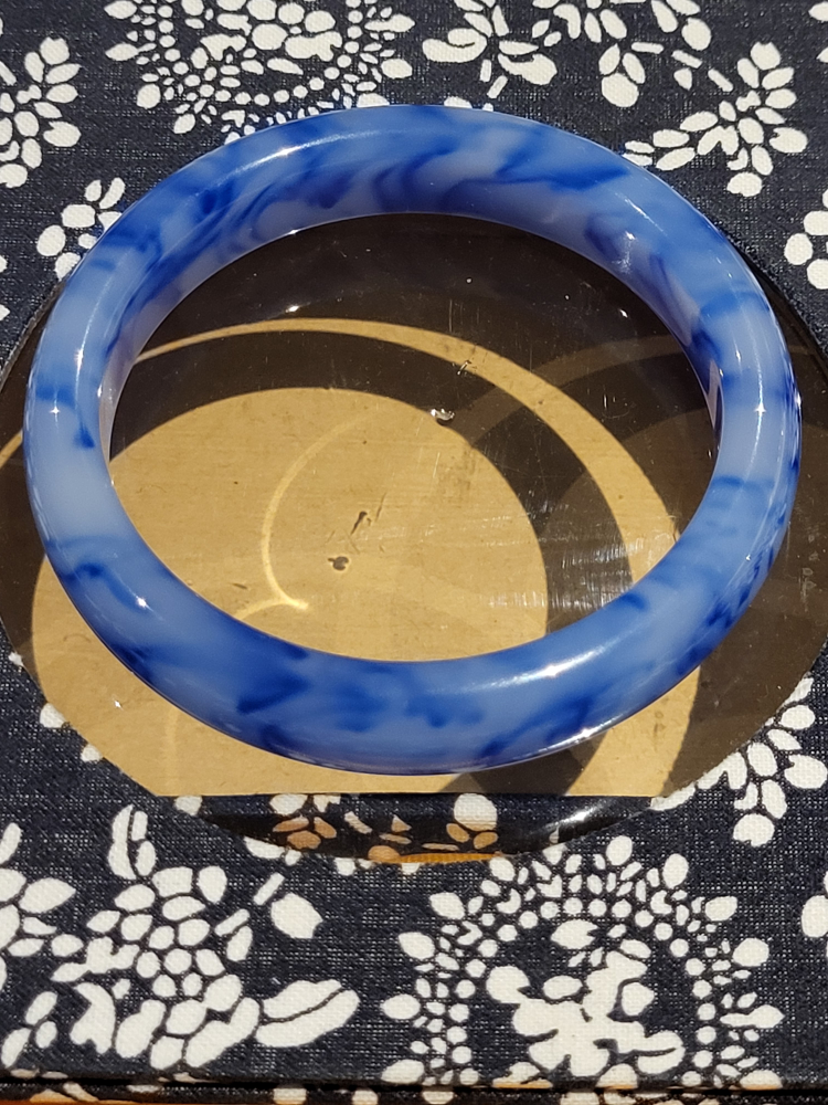 Jade Bangle Bracelet Genuine Natural Hetian Blue and White image indicator(4)