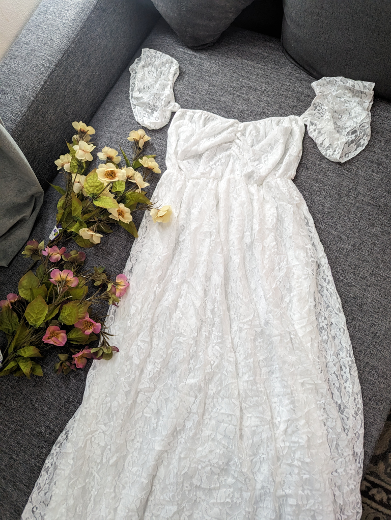Long White Lace Dress