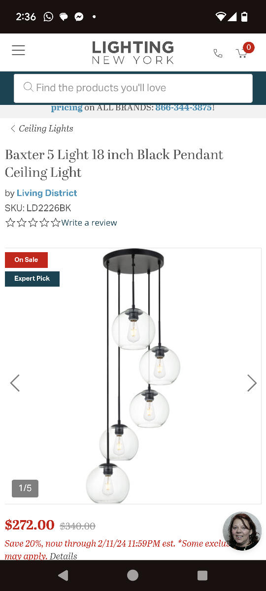 5 Lights Chandelier - photo 4