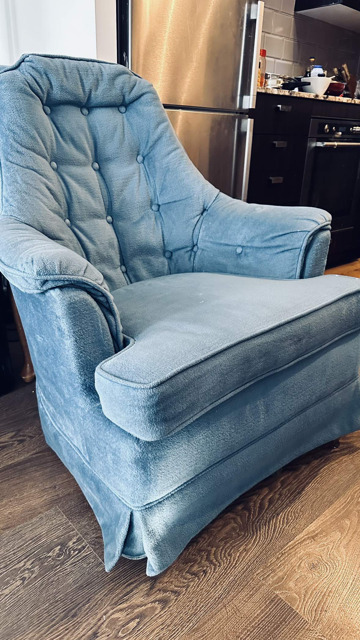 Blue Swivel rocking Chair vintage