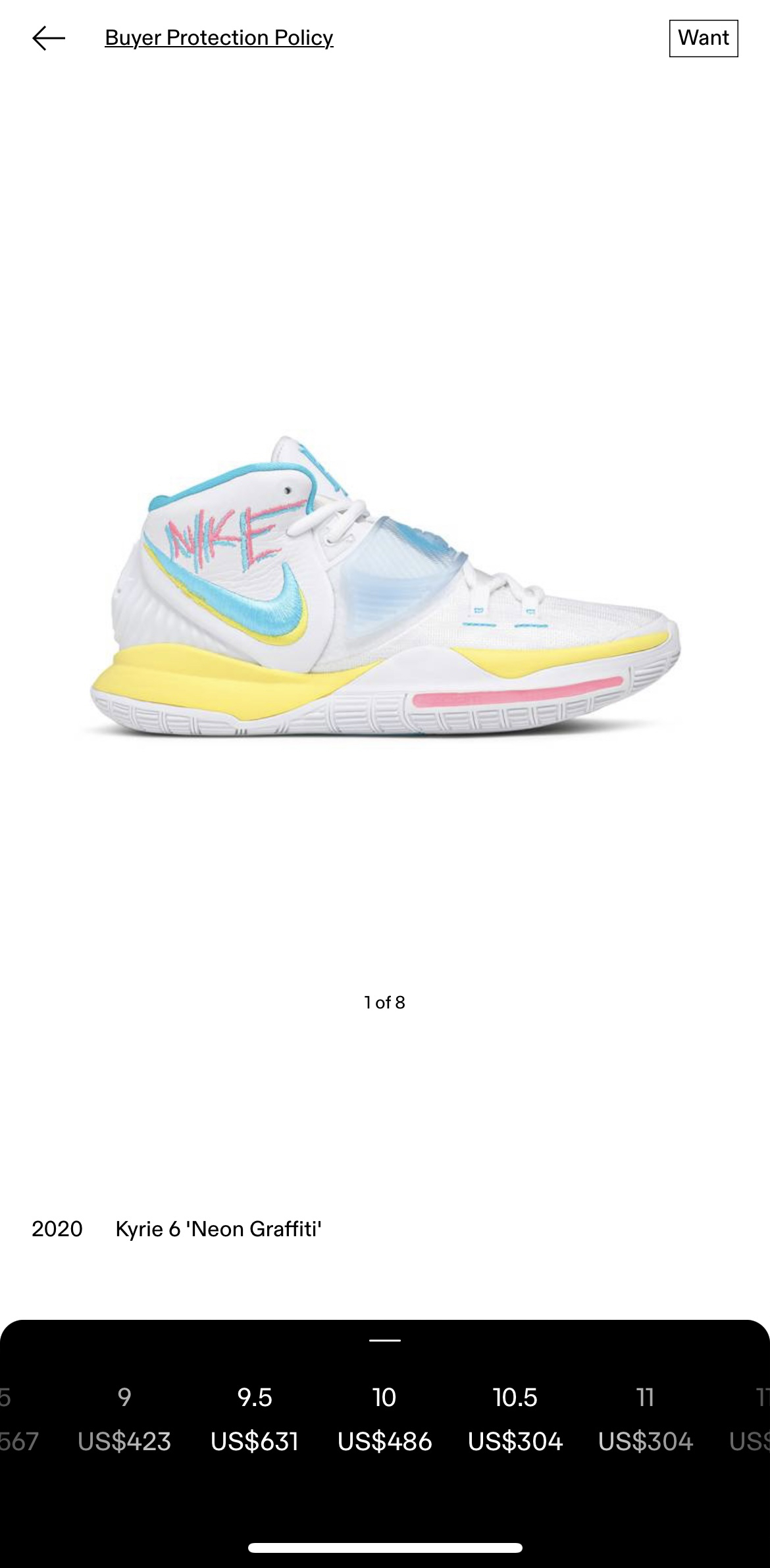 NIKE KYRIE 6 BASKETBALL SHOES (Men’s 10 US) image indicator(6)